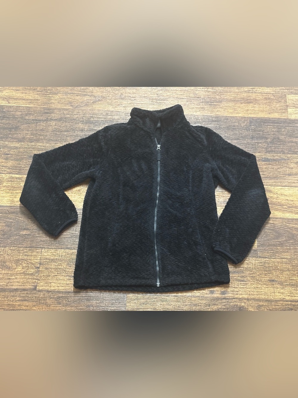 Women's Plush Zip-Up Teddy Jacket — Black